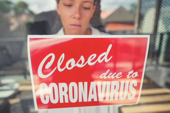 closed due to coronavirus sign