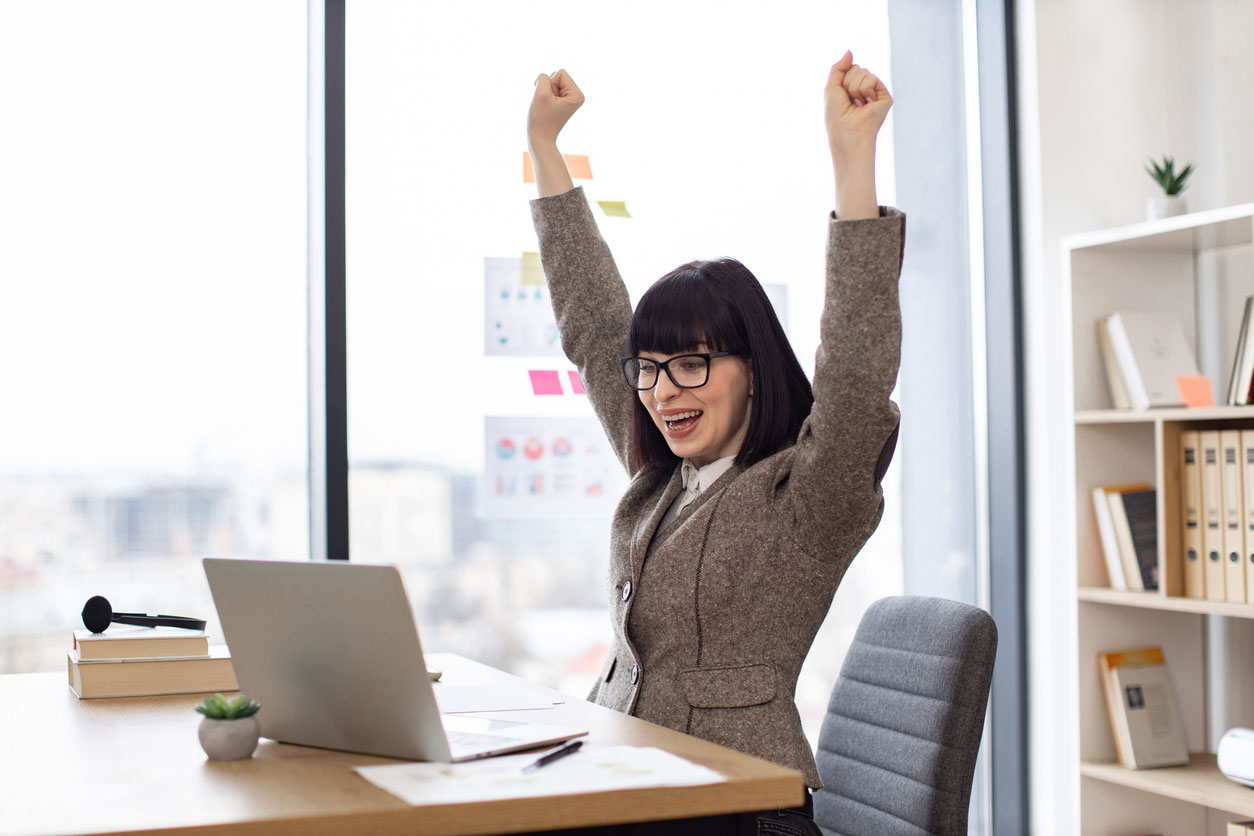 woman celebrating exam pass